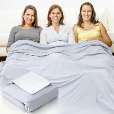 Imagem de Preboun Cobertor Faraday Grande para Bebês Grávidas, Proteção Emf 5 G, Bluetooth, Torres Telefônicas, Dois Lados Uso para Camas, Sofás Viagens (Tecido de Seda Gelo, 86,6 x 86,6 polegadas, Cinza)