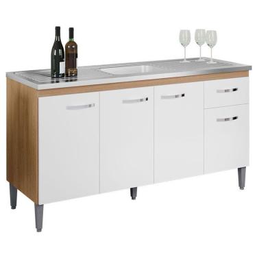 Imagem de Balcão De Pia Gabriela 150cm Amêndoa Branco - Ajl