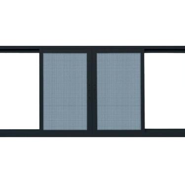 Imagem de Janela de Correr com Tela Mosquiteira 200cm x 100cm Vidro de Segurança 0,6cm Fábrica do Alumínio Preto
