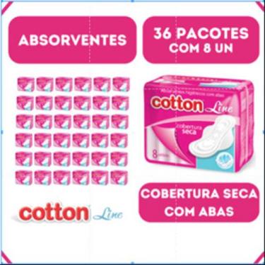 Imagem de Absorvente Cotton Cobertura Seca - Com Abas - Kit 36 - 8 Un