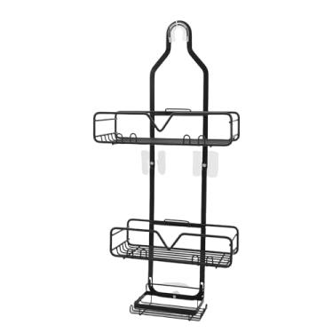 Imagem de MAVIS LAVEN Organizador de Chuveiro Suspenso, Prateleira de Armazenamento para Chuveiro Design Em Camadas Aço de Alto Carbono Pintura Em Pó Com 4 Ganchos e Ventosas para Shampoo Sabonete