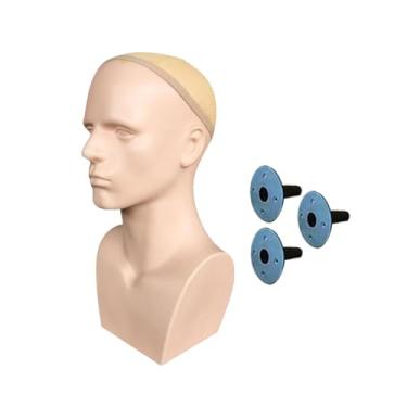 Imagem de Ysyqkn Cabeça de Manequim Masculino com Ombros, Cabeça de Treinamento, Cabeça de Boneca, Suporte para Peruca para Negócios, Pintura Facial, Joias, Lenços, Pele 3 Capa Inferior