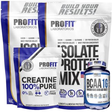 Imagem de 2X WHEY ISOLATE PROTEIN MIX 900G l 1X CREATINA PURA 250G l 1X BCAA 60 TABLETS l PROFIT-Unissex