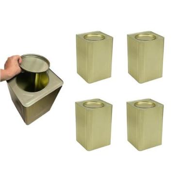Imagem de 4 Lata Vazia 18l Artesanato Alimento Carne Banha Tintas Agua - Parafut