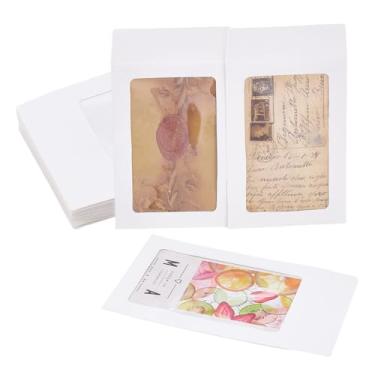 Imagem de PH PandaHall 30 capas para cartões de papel, porta-cartões de presente, envelopes, envelopes fotográficos kraft com janela para casamento, negócios, aniversário, cartão de identificação, convite de