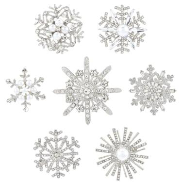 Imagem de SUPERFINDINGS 7 pçs broche de flocos de neve strass broche de inverno broche de prata broche de lapela Natal inverno broches elegantes acessórios de vestido joias para chapéu bolsa terno gravata