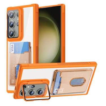 Imagem de Capa transparente tipo carteira para Samsung Galaxy S24 FE S23 Ultra Plus S21 S20 A16 A06 A55 A35 A34 (para Samsung S20 FE/laranja)