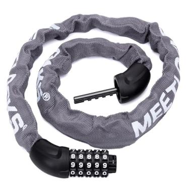 Imagem de MEETLOCKS Cadeado de corrente de bicicleta, combinação de 5 dígitos de 1 m, trava antifurto de alta segurança, trava de bicicleta sem chave redefinível para portão de porta de motocicleta (Gery)