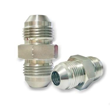 Imagem de 1/5.1 cm JIC macho x 1/5.1 cm JIC macho encaixe hidráulico, aço carbono SAE 37° flare, adaptador de tubo, conector reto