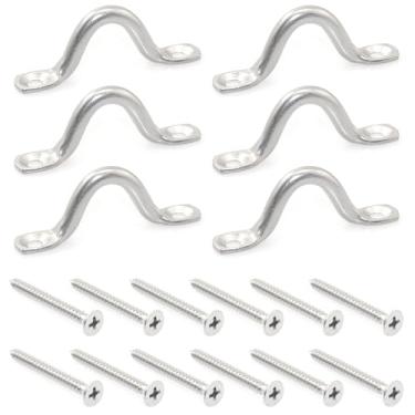 Imagem de Lind Kitchen 6 peças de gancho de aço inoxidável em forma de arco Camelback alça pequena M5 parafuso autorroscante M3,5 x 35 maçaneta fixa para porta gancho de âncora de teto