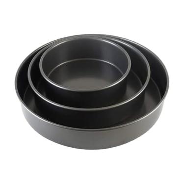 Imagem de Chicago Metallic Conjunto de 3 formas de bolo redondas profissionais com 6, 20, 25,4 cm, utensílios de cozinha antiaderentes premium, aço carbono pesado para assar uniformemente, perfeita para bolos