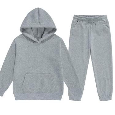 Imagem de Conjunto de roupas DHSPKN Tracksuit, moletons para crianças, cinza cla