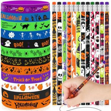 Imagem de Conjunto de papelaria JUNEBRUSHS, lápis e pulseiras de Halloween, 72 u