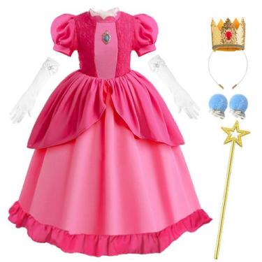 Imagem de Fantasia de princesa rosa Luzlen com acessórios para meninas 3-4T