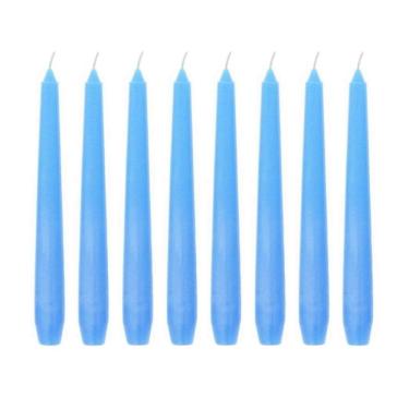 Imagem de Kit 10 Velas Castiçal Lisa 20 Cm Azul Candelabro Velitas