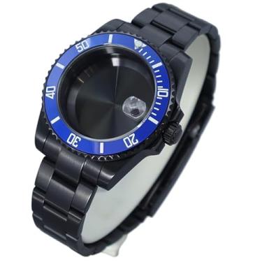 Imagem de FEIYASHI Caixa de relógio preta SUB Steel Diver com vidro de safira à prova d'água para movimento NH35 NH34 NH36 Miyota8215, Tampa inferior de vidro 11, For ETA2824 PT5000 Movement, Caixa de relógio