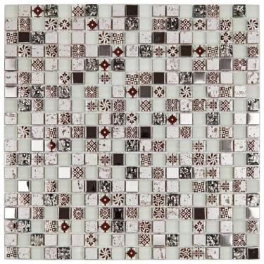Imagem de Pastilha de Vidro e Metal de 30cm X 30cm Rende Glass Mosaic
