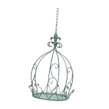 Imagem de Generic Cesto de flores suspenso Crown para decoração de exteriores, 25 x 35 cm, em ferro, estrutura robusta para varandas e pátios, Verde