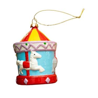 Imagem de Esquirla Enfeite de Natal, decoração de Natal, tema de circo, pingente engraçado, decoração de árvore de Natal para feriados, ambientes externos, internos, Carrossel