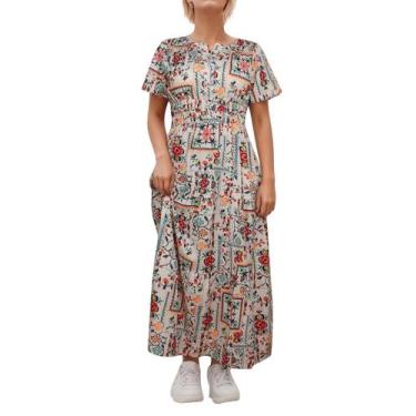 Imagem de Vestido maxi ACCPUR feminino de verão, boho, floral, decote em V com b
