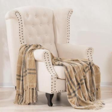 Imagem de Manta EVERGRACE Xadrez Chenille 150x200cm cinza cáqui