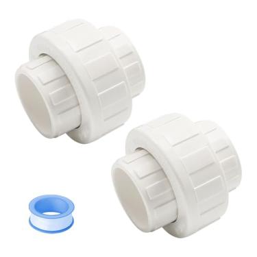 Imagem de HayEastdor 2 peças de encaixes de tubulação de união de PVC de 3,8 cm com soquete de anel de vedação EPDM para soquete conector adaptador de tubo de união de PVC de 3,8 cm HE065-1-1/2