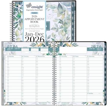 Imagem de Agenda e agenda de compromissos 2026 - Ensight 16,5 x 21,6 cm com abas grandes diárias semanais, calendário e agenda de 15 minutos, horário de janeiro de 2026, dezembro de 2026, floral