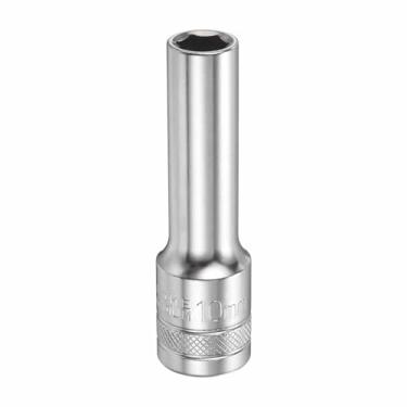 Imagem de HARFINGTON Soquete profundo de 6 pontos 1/5.1 cm Drive 10 mm de profundidade métrico CR-V aço polido niquelado 78 mm / 3,1" ferramenta de soquete sextavado longo para reparo de porcas domésticas