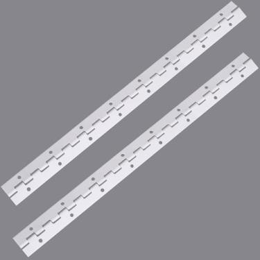 Imagem de [Pacote com 2] Dobradiças de piano de aço inoxidável 304 brancas de 40,6 cm, dobradiças contínuas de 0,05 polegadas de espessura, largura aberta de 3,5 cm, ideal para portas de armário modernas