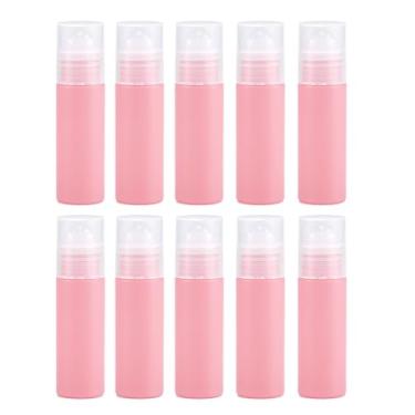 Imagem de Frascos de plástico rosa de 5 ml com tampas transparentes, recipientes roll-on recarregáveis, frascos de perfume de viagem para óleos essenciais, perfume, protetor labial, cosméticos DIY – Conjunto de
