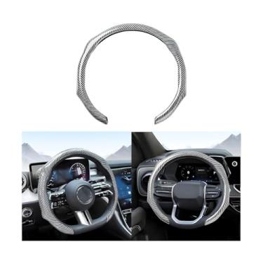 Imagem de Sandfren Capa de volante de carro de fibra de carbono, protetor de direção de veículo confortável antiderrapante, acessórios de decoração de capa de envoltório de roda interior automotiva, ajuste