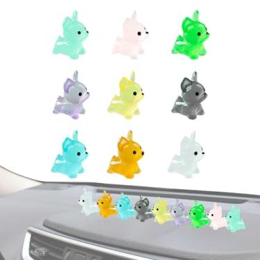 Imagem de Figura fofa de cachorrinho de resina, miniatura de cachorrinho de resina noctilucente,9x Figura de cachorro de resina fofa decoração de paisagem em miniatura | Pequeno cachorrinho animal em miniatura