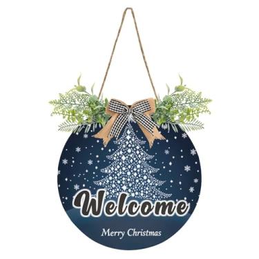 Imagem de YETTASBIN Placa de boas-vindas para árvore de Natal, placa de parede à prova d'água, guirlanda decorativa de alpendre para inauguração de casa, quintal, jardim, decoração de férias, 30 x 30 cm