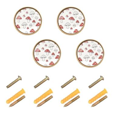 Imagem de Burbuja Maçanetas de armário de cozinha cogumelos, pacote com 4, puxadores redondos de 3,5 cm, puxadores de cômoda com parafusos para armários de cozinha, quarto, armário
