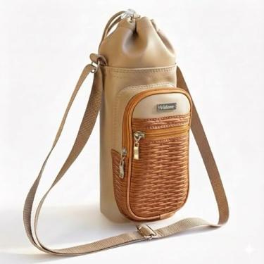 Imagem de Bolsa Térmica (BEGE COM CARAMELO TRANÇADO) GALANTE para Garrafa de 750 ML em Couro Sintético - Coleção Cores VERÃO 2026