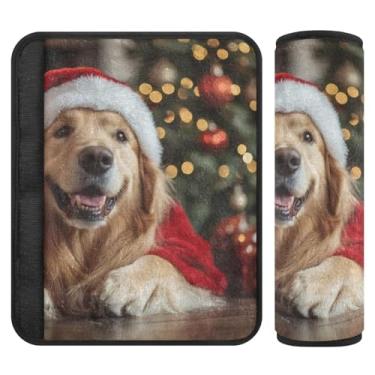 Imagem de Burbuja Capa para cinto de segurança de carro de cachorro de Natal protetor de cinto de segurança macio confortável para alça de ombro de assento de carro, 1 par médio