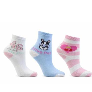 Imagem de Kit 3 pares meia escolar meninas derby 2499001 algodão antialergico, 2