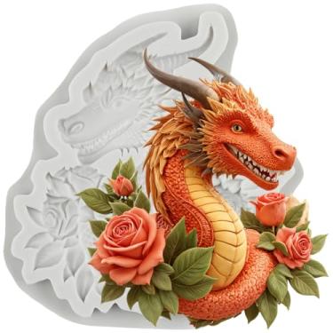 Imagem de MYPRACS Dragon Rose Fondant Moldes de silicone para decoração de bolos de açúcar, topo de cupcake, pasta de goma de chocolate, argila de polímero