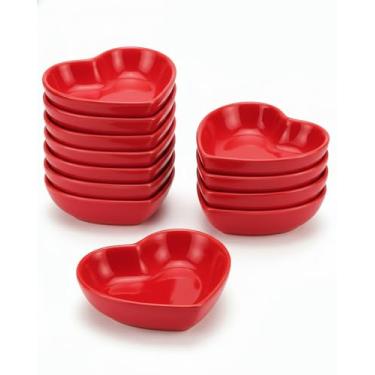Imagem de Zitonyang Tigelas em forma de coração, 12 conjuntos de pratos de cerâmica branca para o dia dos namorados, presente de casamento e dia das mães, pratos de salada para aperitivos, pratos de doces e
