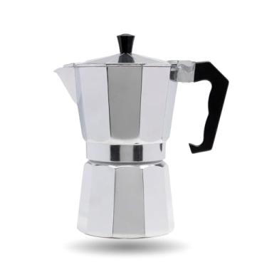 Imagem de Cafeteira Italiana de Alumínio para Fogão Rende até 6 Xícaras de Café Espresso, Modelo Moka Tradicional, Ideal para Uso Doméstico.