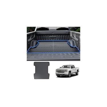 Imagem de T TGBROS Tapete de cama de caminhão para Chevrolet Silverado 1500 /GMC Sierra 1500 2014-2018 forro de cama traseira para todos os climas forro de porta-malas TPE para acessórios Silverado (cabine