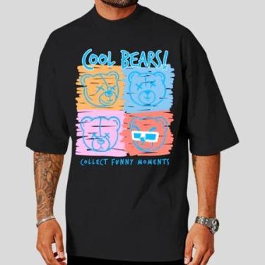 Imagem de Camisa Camiseta Oversized Streetwear Estampada - Dinka, p, Preto, Azul