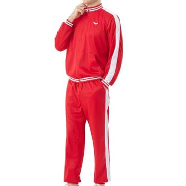 Imagem de Deaboat Agasalho masculino dos anos 80 – roupa retrô corta-vento masculina anos 90, roupa esportiva, hip hop, festa discoteca, conjunto de fantasia