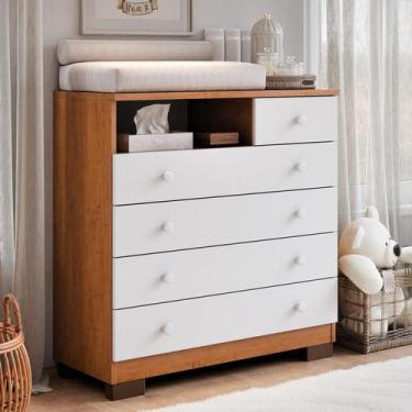 Imagem de Cômoda Infantil Amora 5 Gavetas Com Trocador - Maxi Do Brasil, Canela