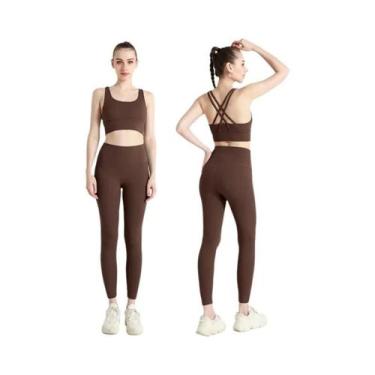 Imagem de Conjunto De Yoga Feminino De Verão 2 Peças: Top Esportivo De Nylon Com