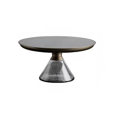 Imagem de Mesa central de arte nórdica, mesa de centro, luz de luxo, redonda de vidro, mesa lateral para casa, sala de estar, sofá, mesa de café pequena (B)