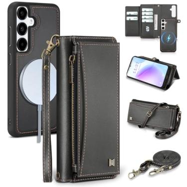 Imagem de BLISLIAR Capa carteira para Samsung Galaxy S24 Plus com porta-cartões/carteira/alça transversal | Bloqueio RFID | Magnético | Suporte | Destacável | Capa de telefone de couro PU para Galaxy S24+, 6,7