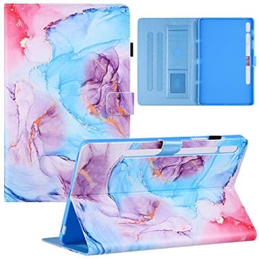 Imagem de KYJX Capa de tablet para Samsung Galaxy Tab S7 11,0 polegadas SM-T870 versão 2020, capa de couro sintético com suporte fino de seda para tablet Galaxy Tab S8 11,0 polegadas (mármore azul)