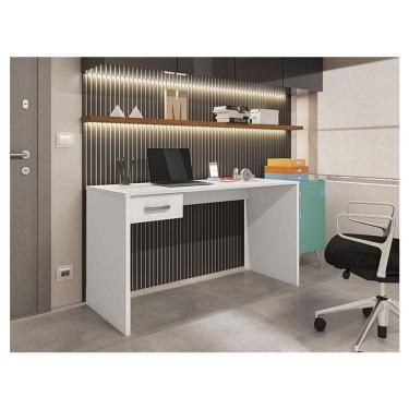 Imagem de Mesa Para Computador Ambiente Gávea Com Gaveta Branco Trama - Móveis Leão
