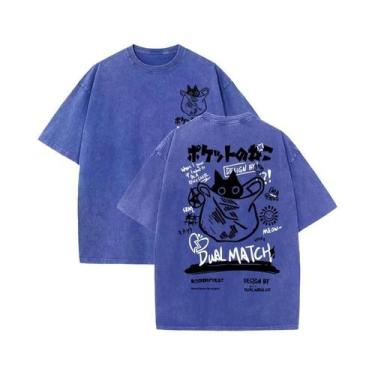 Imagem de Camisetas Femininas Vintage De Verão Com Estampa De Gato Kawaii Haraju